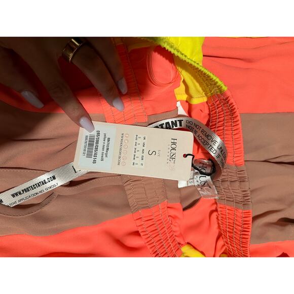 House of CB London Women's Margot Trouser Pants Wide Leg Striped Yellow S NWT - Picture 5 of 5